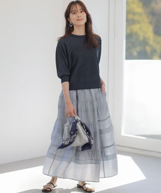 組曲 【前後着用可】ドルマンスリーブライトラメ ニット ネイビー系