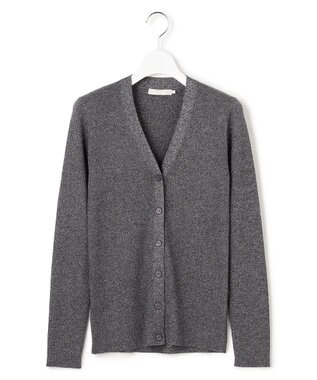ICB L 【洗える】 エクストラファインメリノリブ Vネックカーディガン グレーラメ系