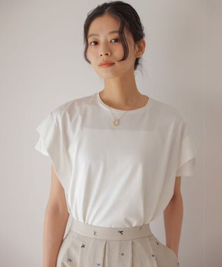 組曲 S GIZAコットンドルマンスリーブ Tシャツ アイボリー系