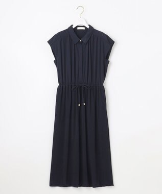 ANY SIS 【接触冷感・吸水速乾・UVケア】エアリードレープスムースプリーツ ワンピース ネイビー