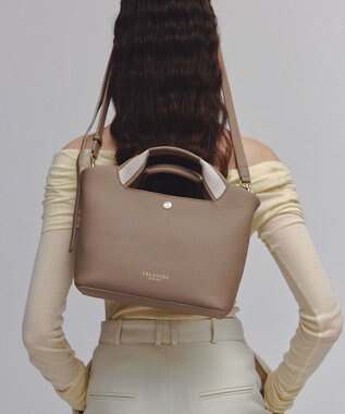 TOPKAPI 【TREASURE TOPKAPI】ソフトシュリンク テープハンドル ショルダー付きミニ トート バッグ グレージュ