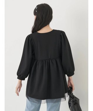 earth music&ecology チュールドッキングチュニック Black