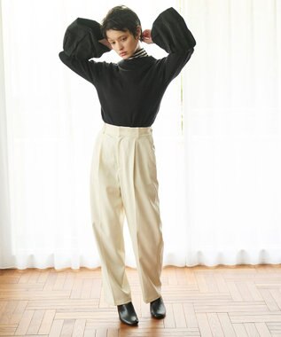 #Newans 【洗える】コンビネーションベルスリーブニット ブラック