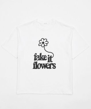 WEGO fake　it　flowersビッグT ホワイト