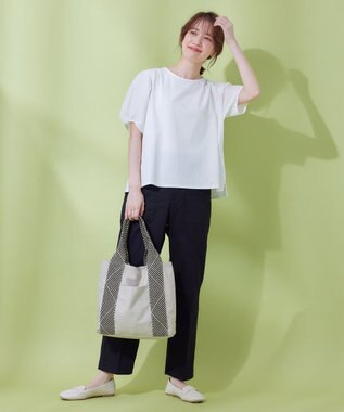 ANY L 【吸水速乾/UVケア】ミニサッカーコンビ袖ボリュームカットソー オフ