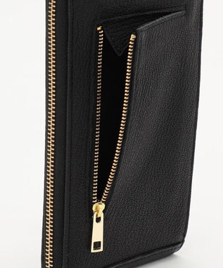 UNBILLION perche 牛革ハラコタイプ×ゴートモバイルウォレットショルダー ブラック