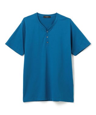 JOSEPH HOMME スビンソフトジャージー　ヘンリーネック半袖カットソー ダルブルー系