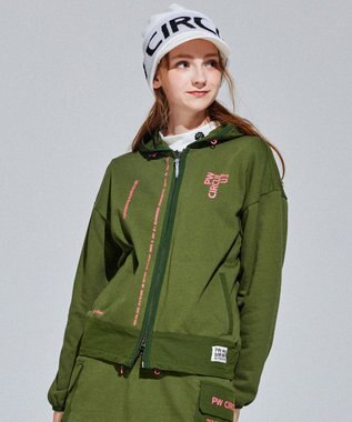 PW CIRCULUS 【WOMEN】裏毛ジップアップフーディー カーキ系