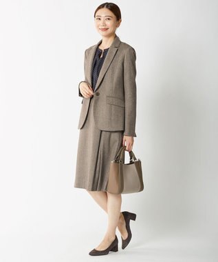 J.PRESS LADIES 【セットアップ対応】ウールストレッチツイード スカート ダークブラウン系