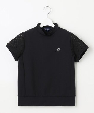 23区GOLF 人気デザインがアップデート！【WOMEN】ライトダンボール 半袖モックネックシャツ ブラック系