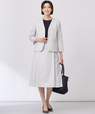 J.PRESS LADIES S 【セットアップ対応・洗える・UV加工・吸水速乾】OXIJEWELストレッチ スカート ライトグレー系