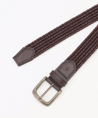 JOSEPH ABBOUD 【キングサイズ・イタリア素材・ストレッチ・日本製】メランジラウンドコードレザーベルト 26SSモデル ダークブラウン系