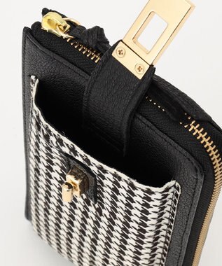 UNBILLION perche 牛革ハラコタイプ×ゴートモバイルウォレットショルダー ブラック