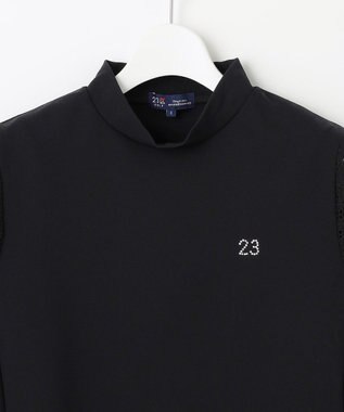 23区GOLF 人気デザインがアップデート！【WOMEN】ライトダンボール 半袖モックネックシャツ ブラック系