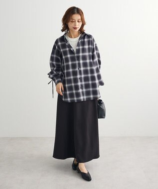 Green Parks ・ＥＬＥＮＣＡＲＥ　ＤＵＥ　チェックギャザーシャツ Black