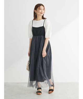 Green Parks ２ＷＡＹラメチュールキャミワンピース Black