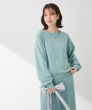 Green Parks ピグメントボートネックプルオーバー Light Blue