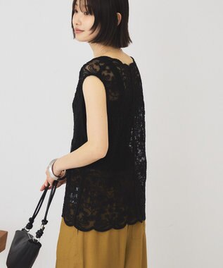 AMERICAN HOLIC チュールコード刺繍ベスト Black