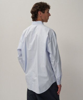 ATON GIZA BROAD | ウォッシュドシャツ - UNISEX SAX STRIPE