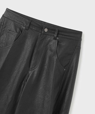 GRACE CONTINENTAL クラッシュレザーエッグパンツ ブラック