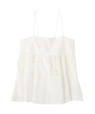 earth music&ecology 【セットアップ対応】【WEB・一部店舗限定】パッチワークレースキャミソール Off White