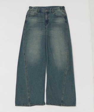 WEGO 【ウエスト調整可/SMLサイズ展開】ローライズカバーフィットフレアデニムパンツ デニム中濃加工色