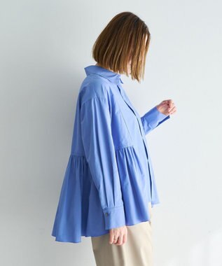 YECCA VECCA ペプラムギャザーシャツ Blue
