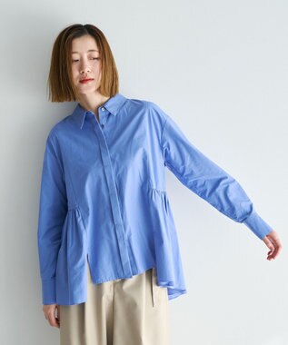 YECCA VECCA ペプラムギャザーシャツ Blue