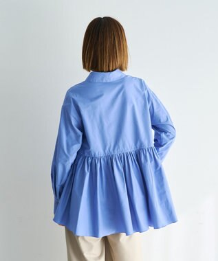YECCA VECCA ペプラムギャザーシャツ Blue