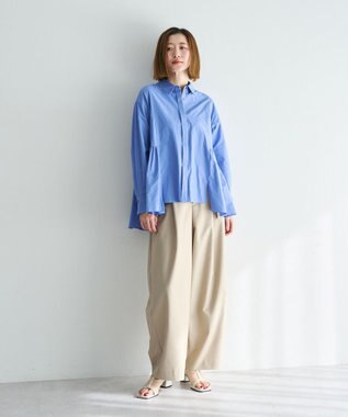 YECCA VECCA ペプラムギャザーシャツ Blue