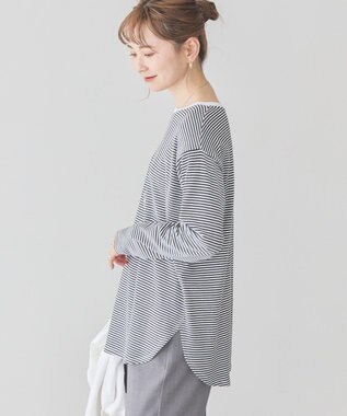 AMERICAN HOLIC クルーネックロングカットプルオーバー Border Black