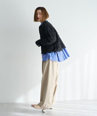 YECCA VECCA ペプラムギャザーシャツ Blue