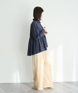 YECCA VECCA ペプラムギャザーシャツ Navy