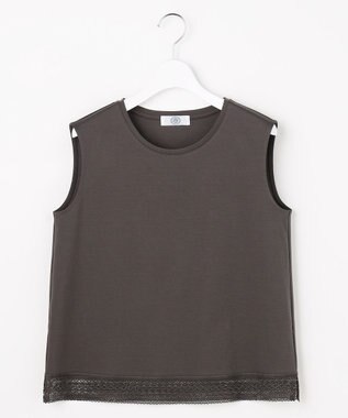 J.PRESS LADIES コットンスムース ノースリーブ カットソー スレートブラウン系