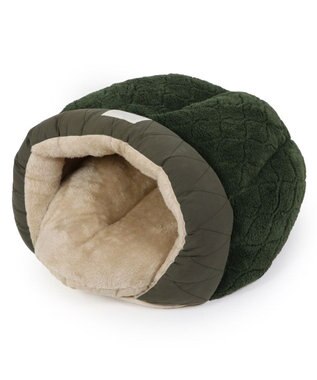 PET PARADISE ペットパラダイス 遠赤外線 ドーム型 寝袋 《オニオン柄》 小型犬 カーキ