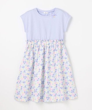 ANY KIDS 【接触冷感】ひんやり ドッキングワンピース サックスブルー×花柄