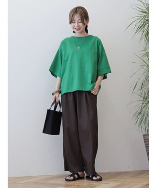 AMERICAN HOLIC 接触冷感ＳＺ５分袖カットプルオーバー Green