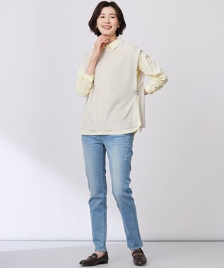 J.PRESS LADIES S 【洗える】BASIC STRETCH DENIM スキニー パンツ ブリーチ系