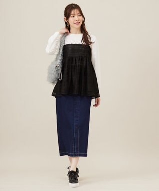 ANY SIS S 【洗える】ストレッチライトデニム スカート インディゴ