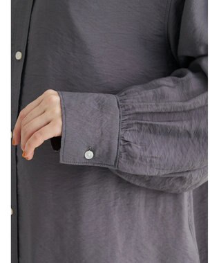 Green Parks レギュラーカラーシアーシャツ Charcoal Gray