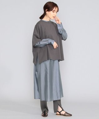 SHARE PARK LADIES 【洗える】アンティークサテンプリーツパンツ グレー系