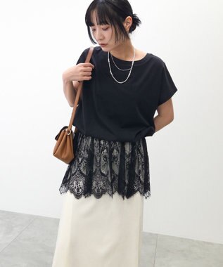 Green Parks レースドッキングフレンチプルオーバー Black