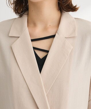 Green Parks 麻調フレンチスリーブジャケット Light Beige