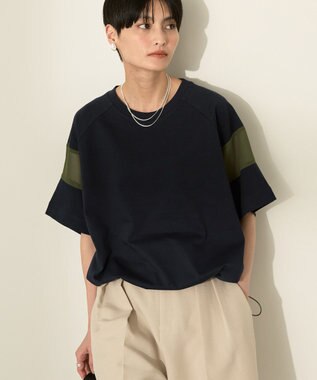 AMERICAN HOLIC 異素材ライン切替プルオーバー Navy