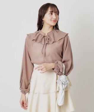 MOONBAT 【一級遮光/晴雨兼用】LANVIN en Bleu (ランバン オン ブルー)  折りたたみ日傘 シャイニーフリル 遮光 遮熱 UV オフホワイト