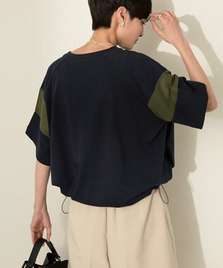 AMERICAN HOLIC 異素材ライン切替プルオーバー Navy