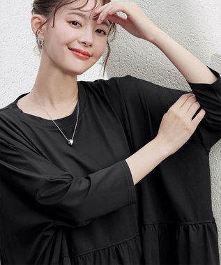 Tiaclasse 【洗える】ギャザーポンチョカットソープルオーバー ブラック