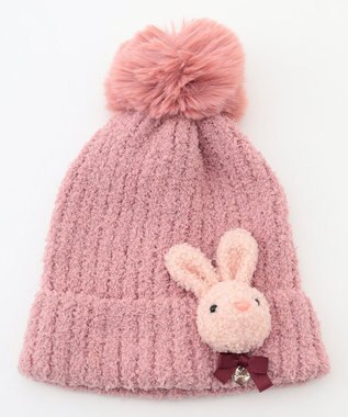 ANY KIDS 立体 アニマル ニット キャップ ピンク×ウサギ