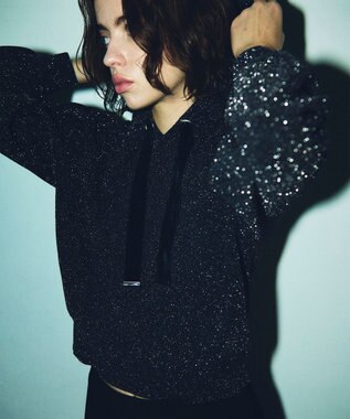 GRACE CONTINENTAL ラメニットパーカー ブラック