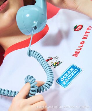 OP／FILA 【Ocean Pacific×ハローキティ】ワッペンリンガーチビTシャツ ホワイト